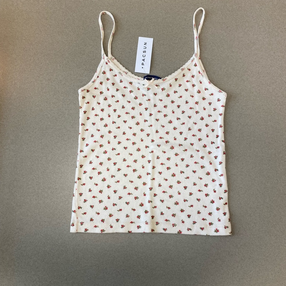 PacSun Cream Floral Women's Top
